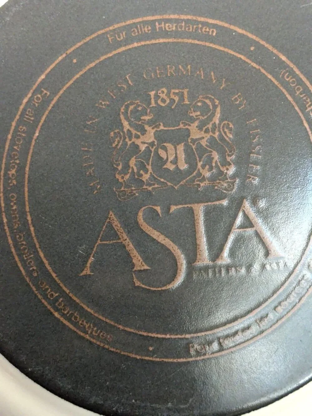 Vintage Asta Enamelware Alt Amsterdam Floral Covered Saucepan Brass Handle & Lid